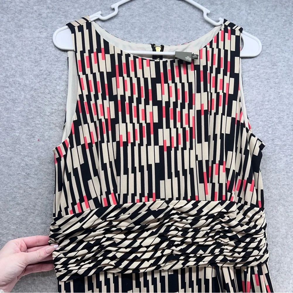 Taylor Black, White, and Pink Patterned Midi Dress - Picture 3 of 5